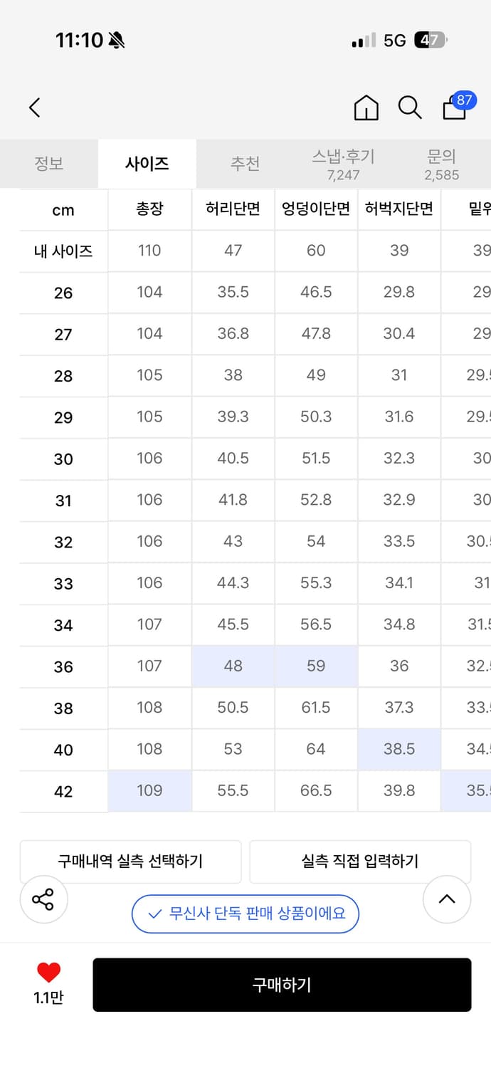 (42) 무신사 스탠다드 레귤러 핏 데님 팬츠 미디엄 인디고 상품이미지3