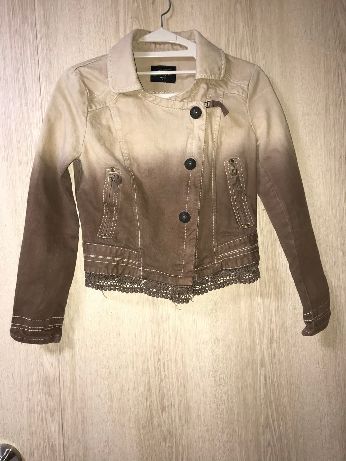 빈티지 사이드 배색 자켓 집업 투톤 라이더 레이스 상품이미지1