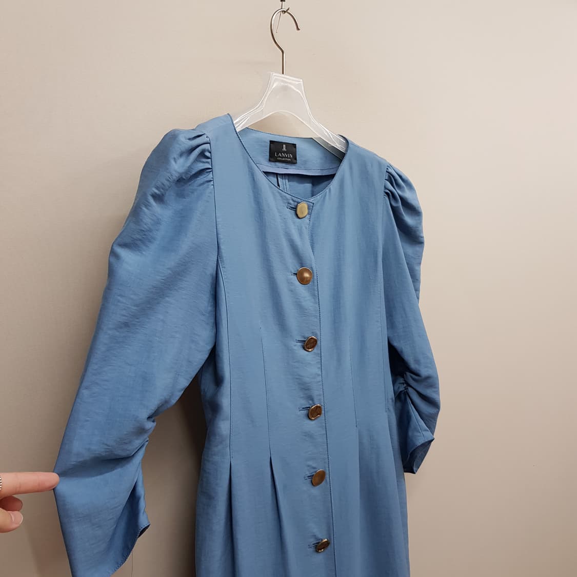 한섬 랑방 2020 퍼프소매 클래식 버튼 롱원피스88-98-165사이즈 상품이미지3