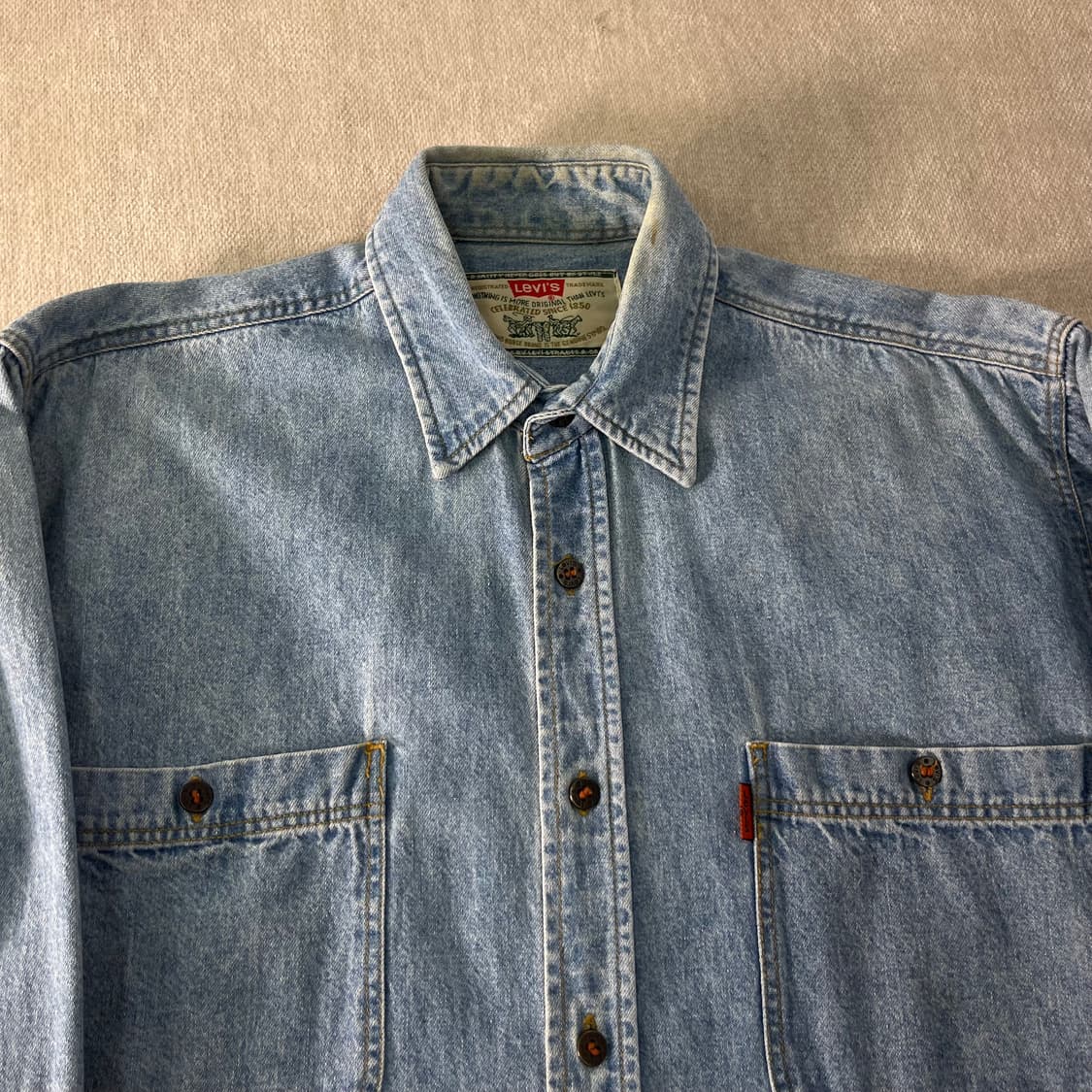100 리바이스 90s 오렌지탭 투포켓 데님 셔츠 상품이미지2