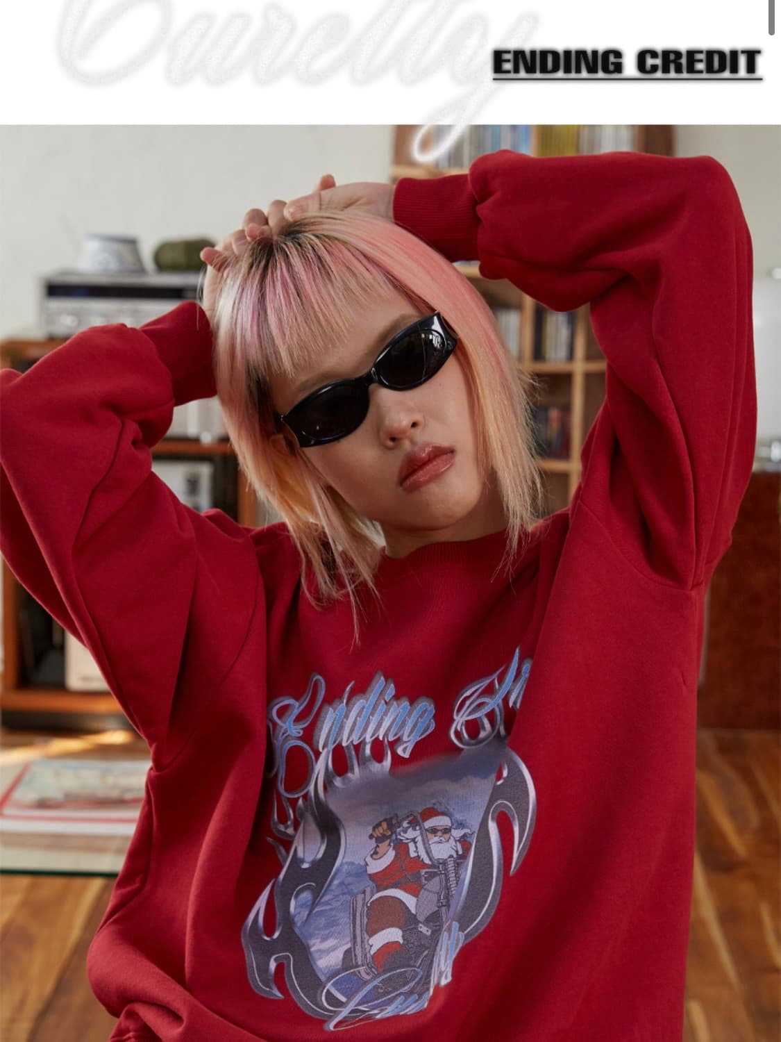 큐리티 산타그래픽 기모 맨투맨 상품이미지3