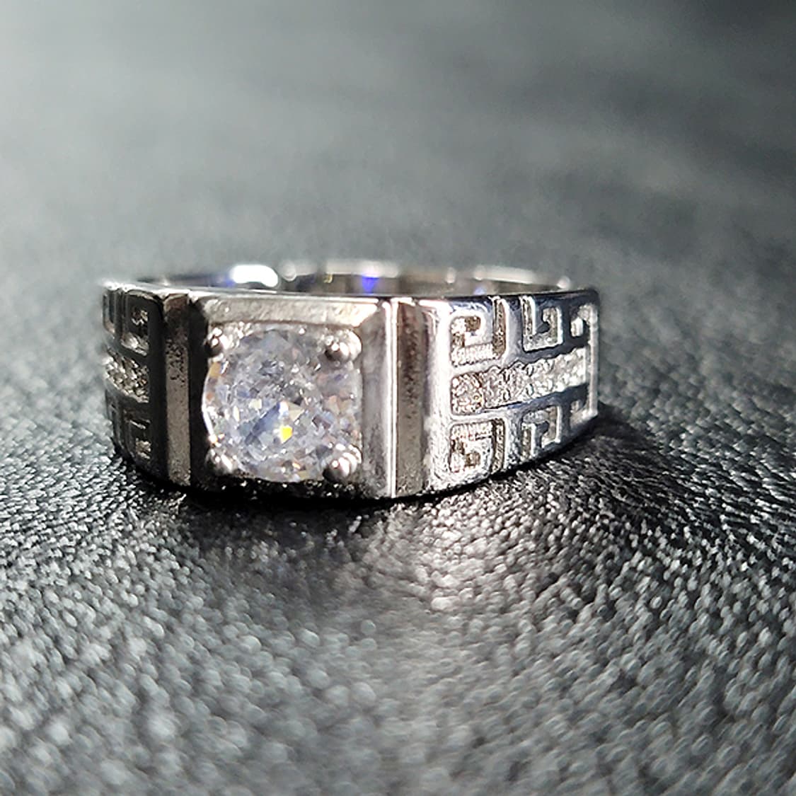 Tenor 실버 모이사나이트 남자 빈티지 선물 소품 반지 상품이미지3