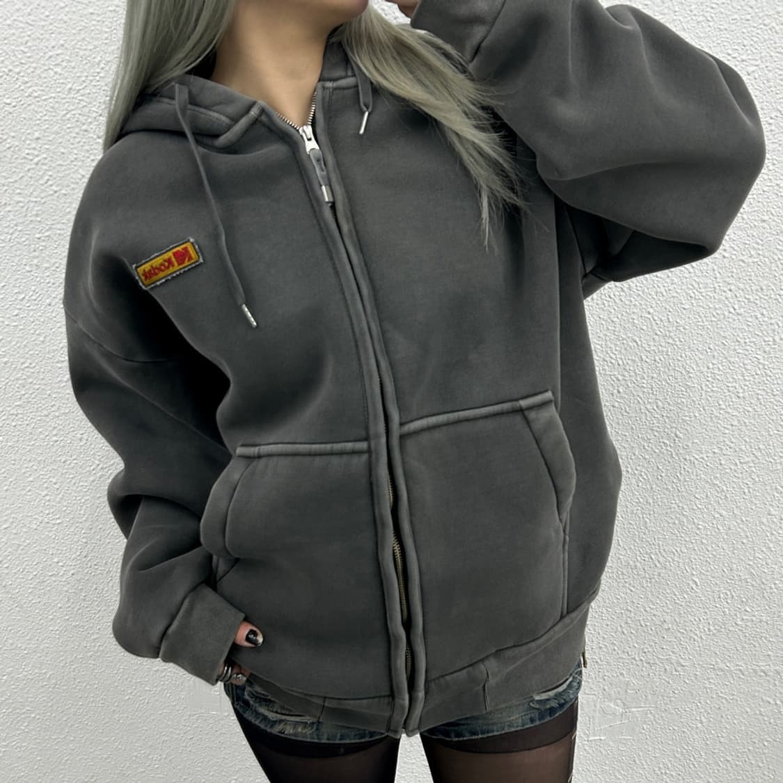 코닥 미니로고 차콜 후드집업 L 상품이미지1