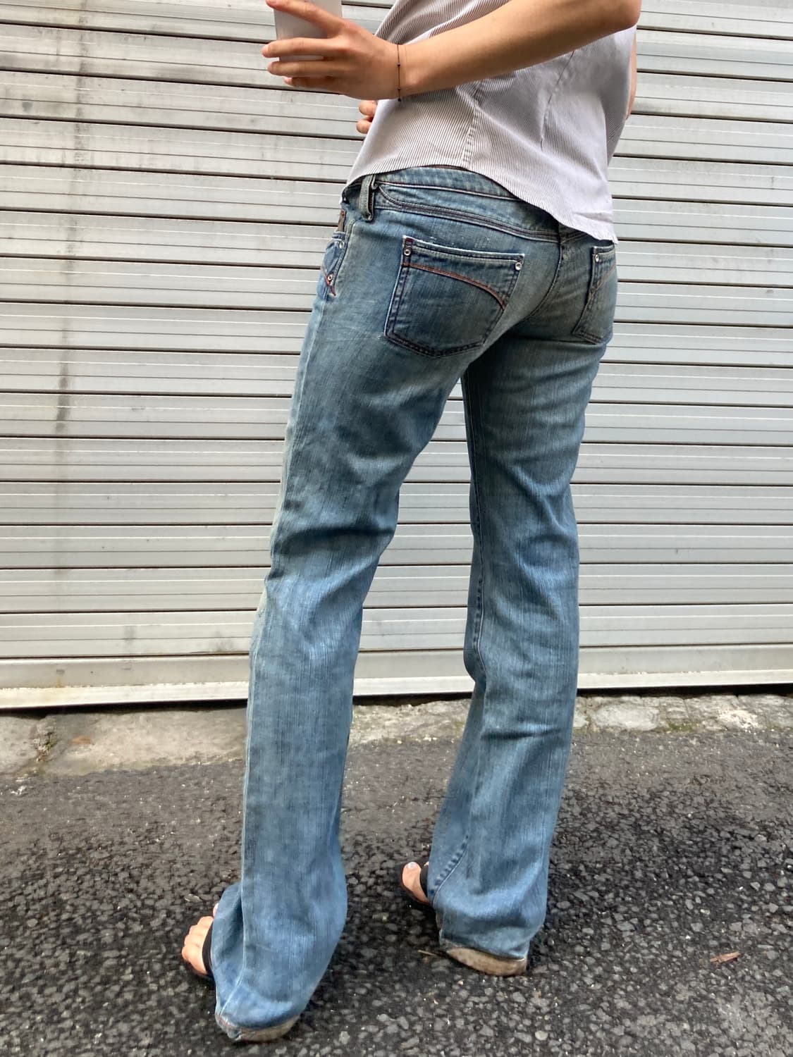 Made in Italy DIESEL 리페어 스티치 부츠컷 로우라이즈 상품이미지3