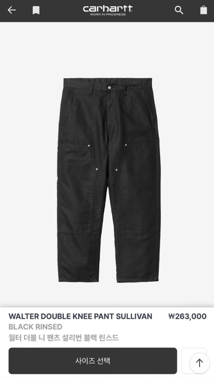 carhartt wip 칼하트 월터 더블니 팬츠 설리번 블랙 린스드 상품이미지2
