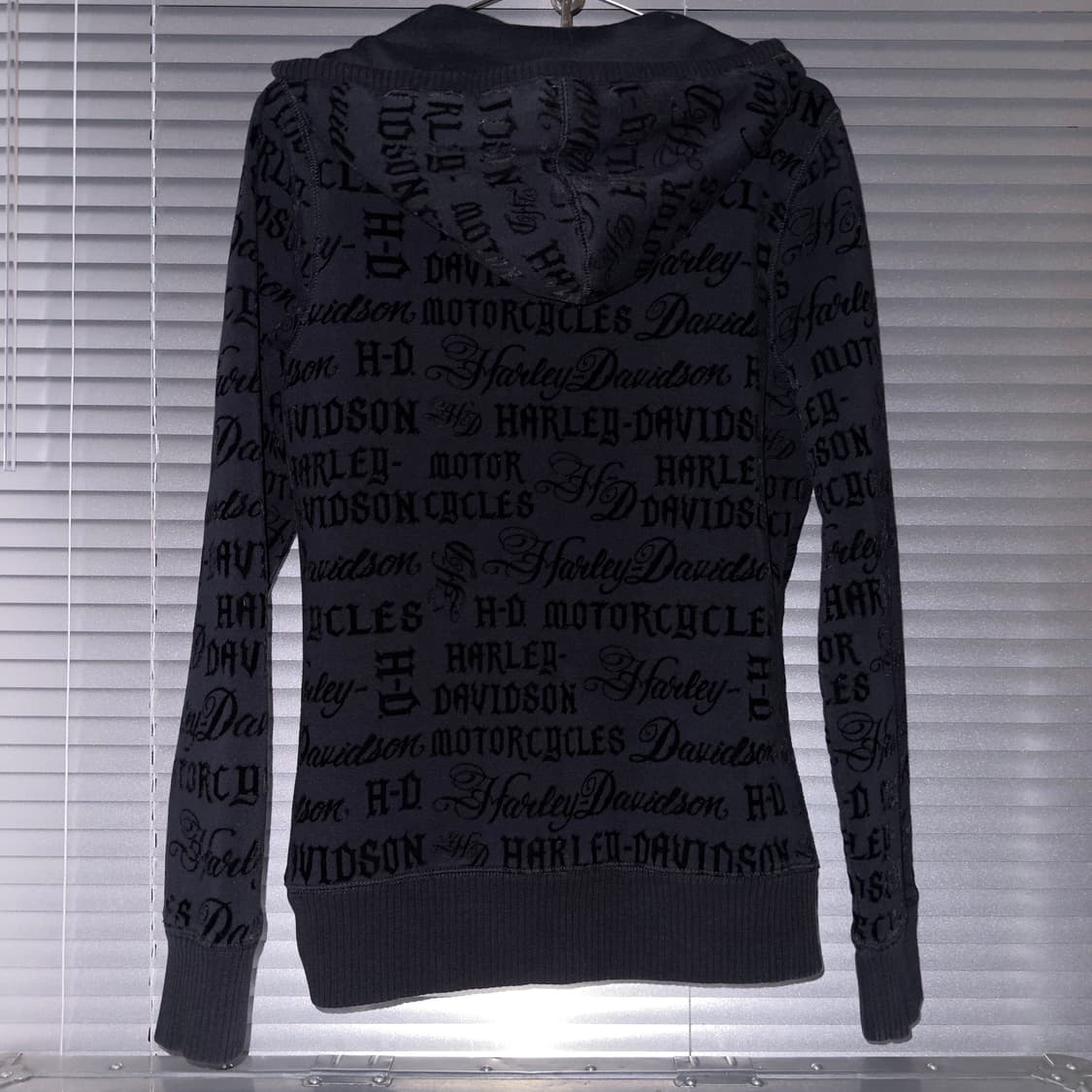 2010s 할리데이비슨 벨벳 로고 블랙 후드 집업 상품이미지4