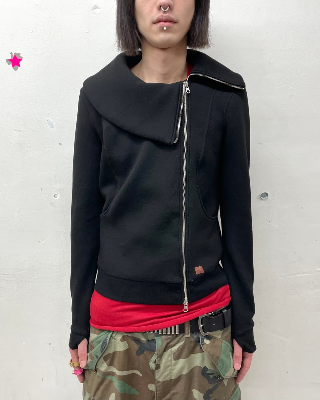 High-neck asymmetric  activity jacket 상품이미지1