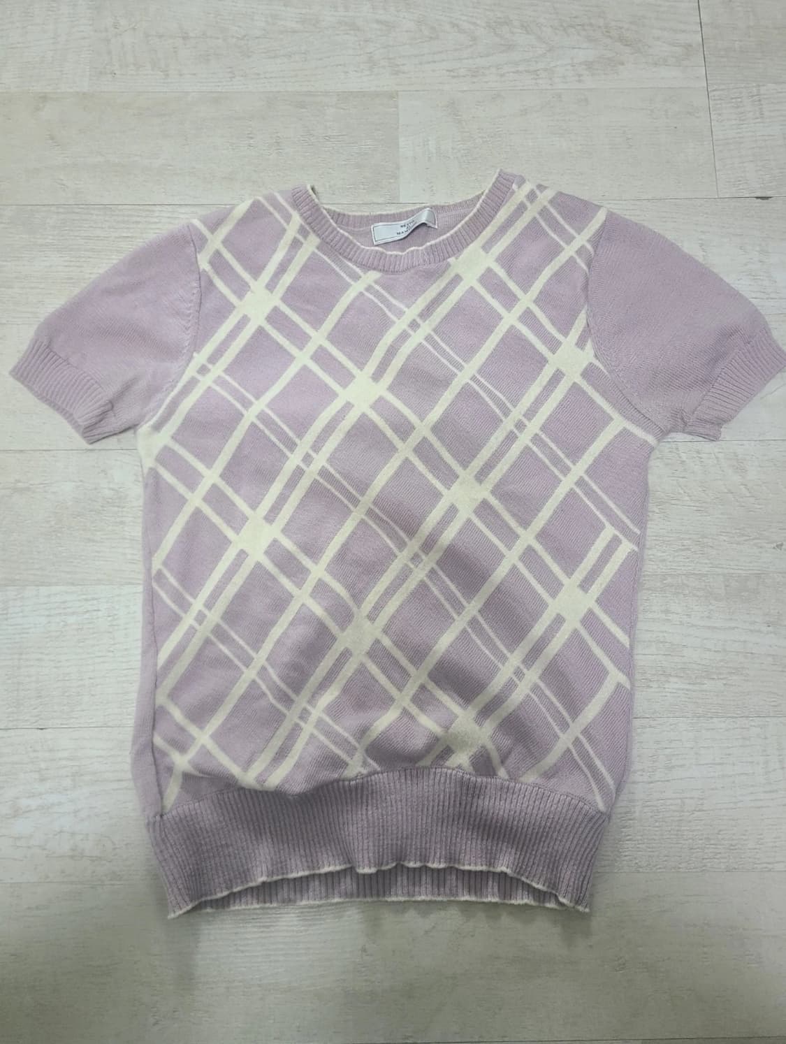 연보라 반소매 니트 티셔츠  상품이미지1
