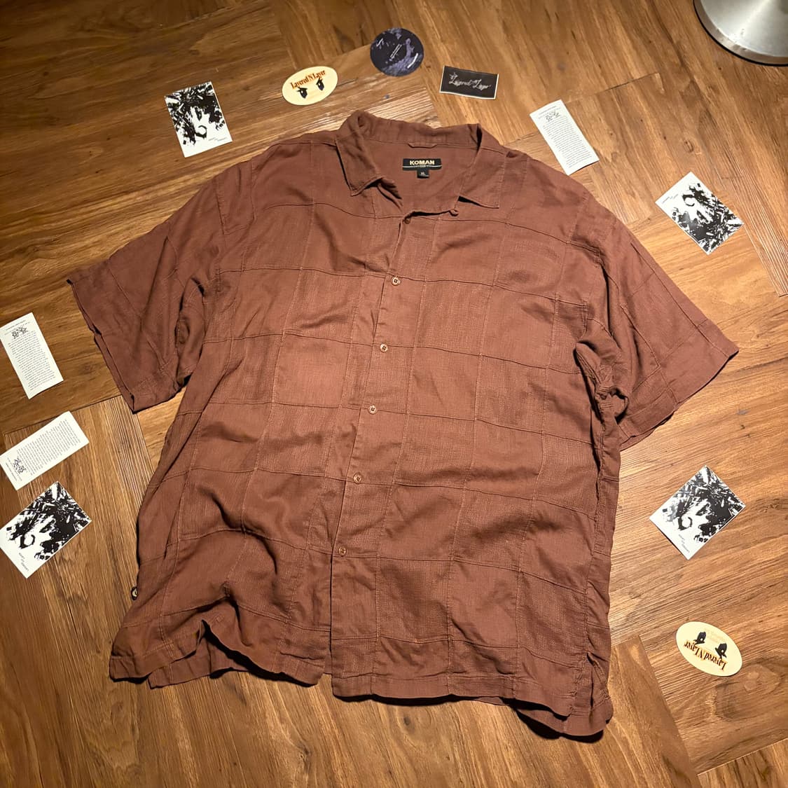 90s Japanese Brown linen textured shirt 상품이미지2
