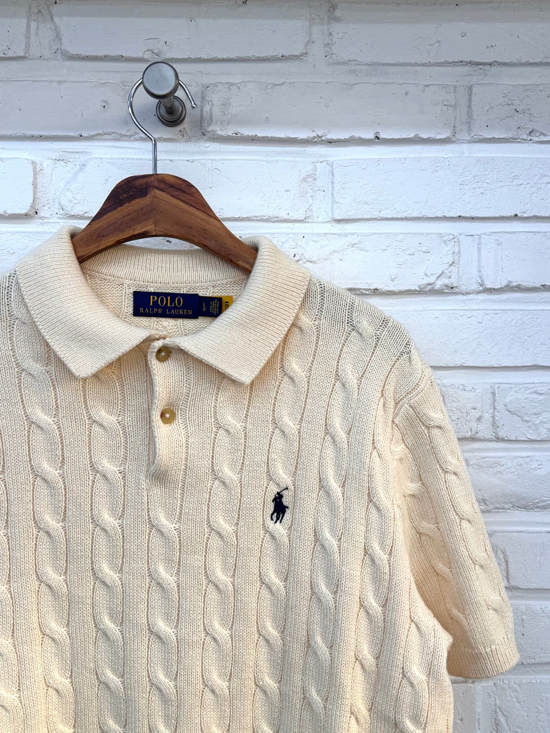 폴로 아이보리 꽈베기 반팔 카라니트 상품이미지2