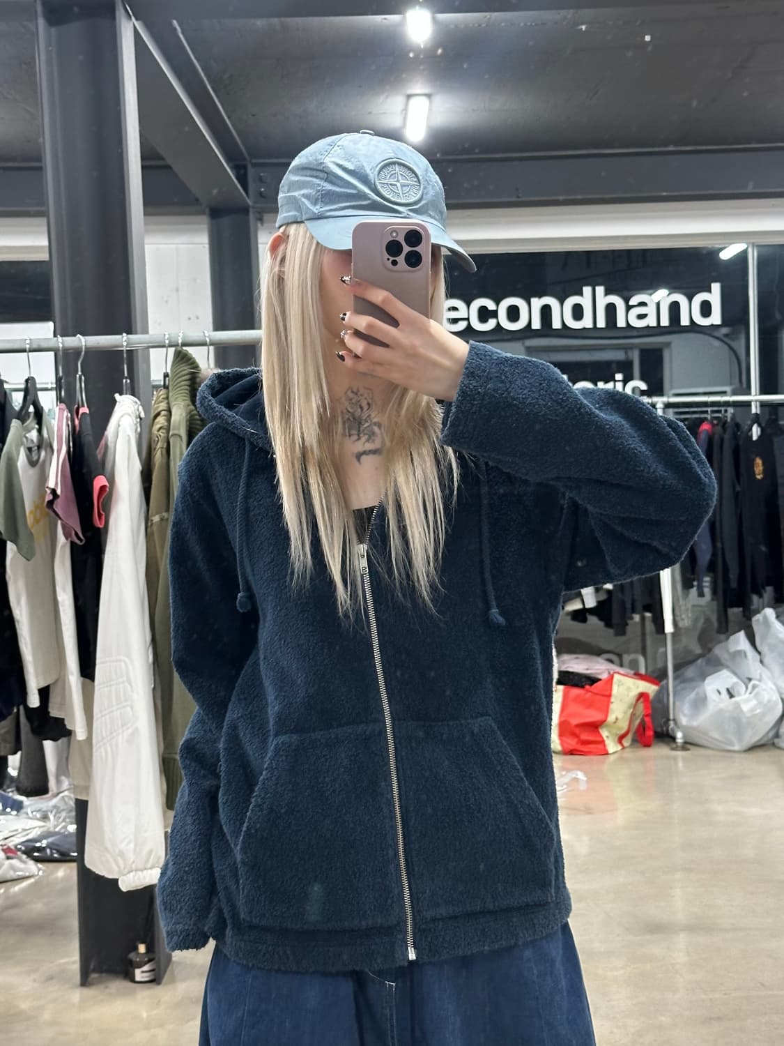 슈프림 16ss 테리 네이비 후드 집업 상품이미지2