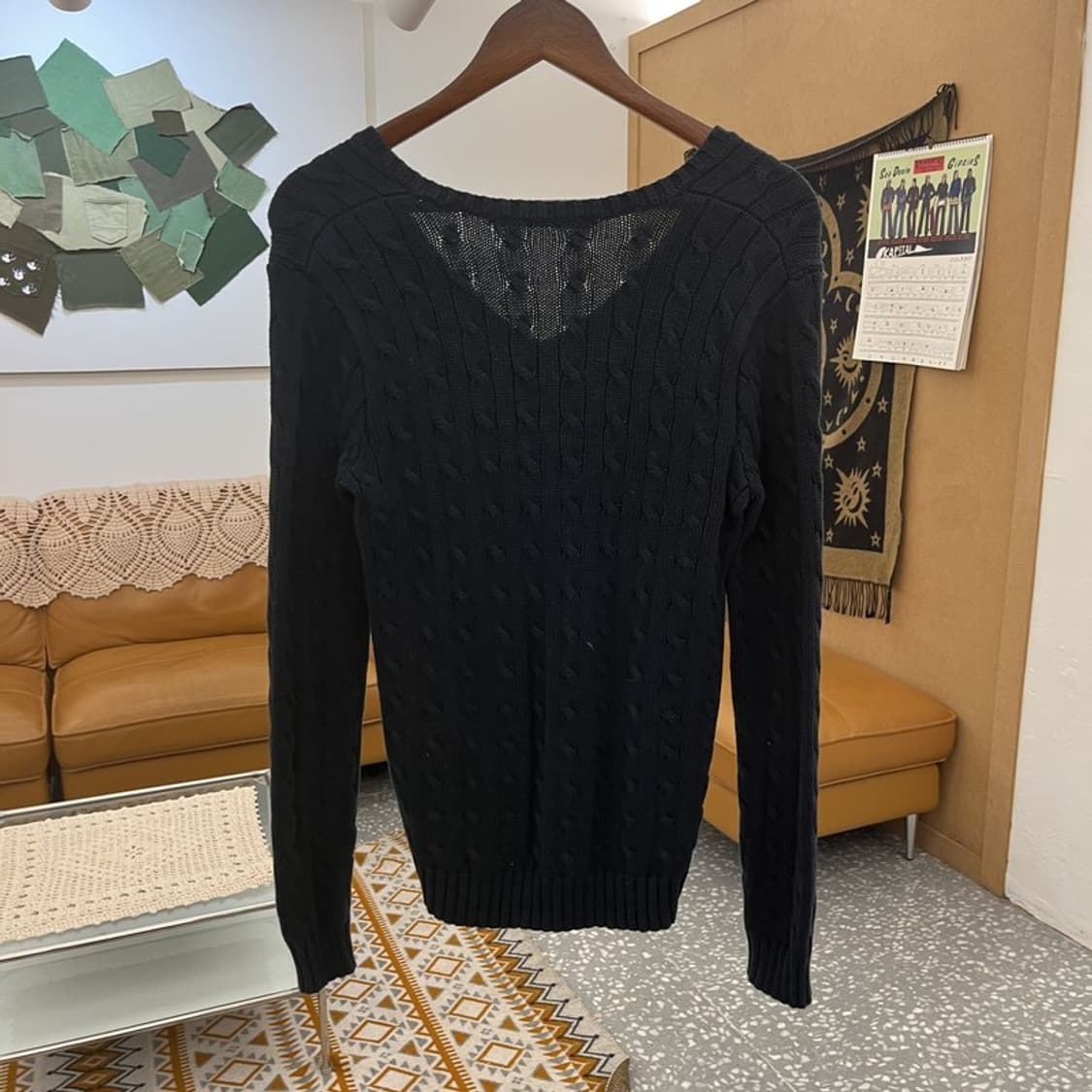 폴로 랄프로렌 빈티지 여리 슬림핏 브이넥 꽈배기 니트 S C10943 상품이미지4