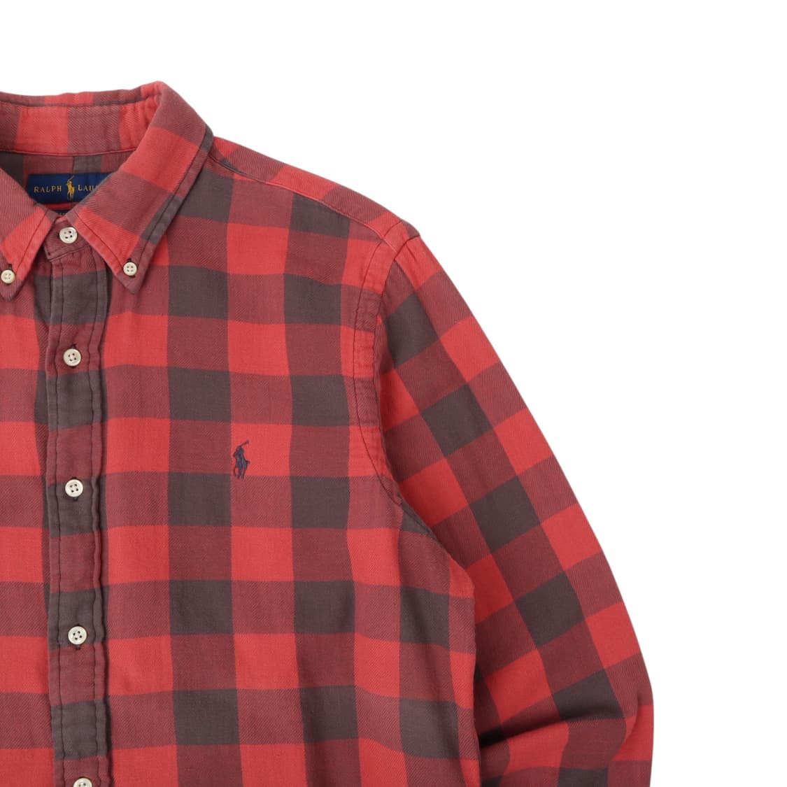 폴로 랄프로렌 QR 플란넬 체크 클래식핏 인디고 셔츠 상품이미지3