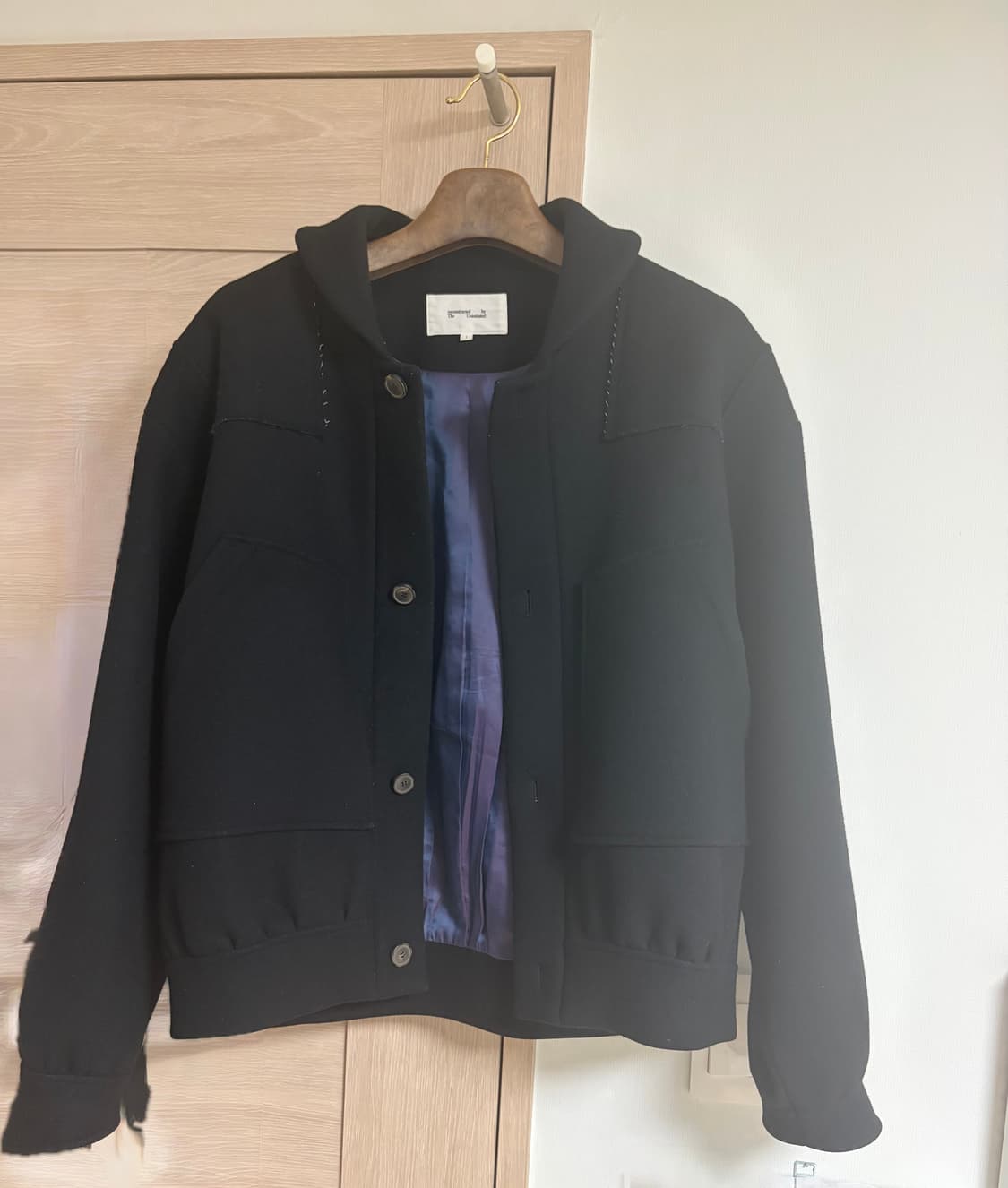 Rbu 멜란지 울 블루종 블랙 1사이즈 상품이미지1