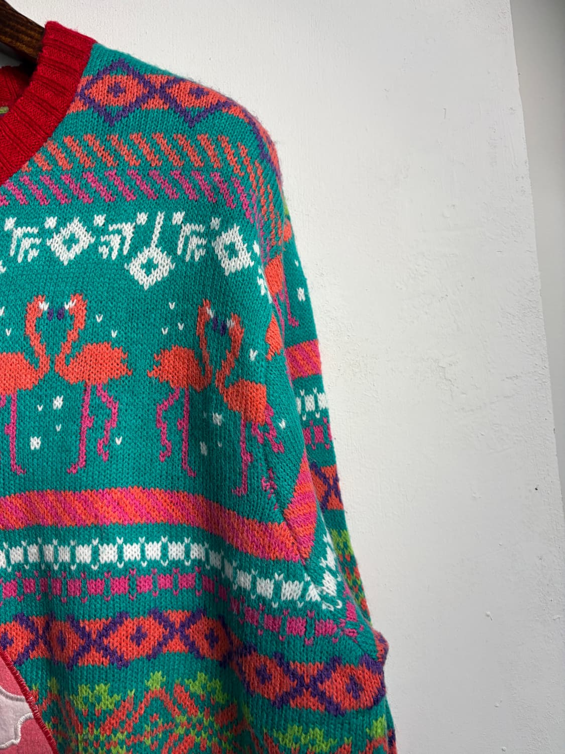 U.S.A. 크리스마스 어글리 니트 플라밍고 XL 상품이미지4