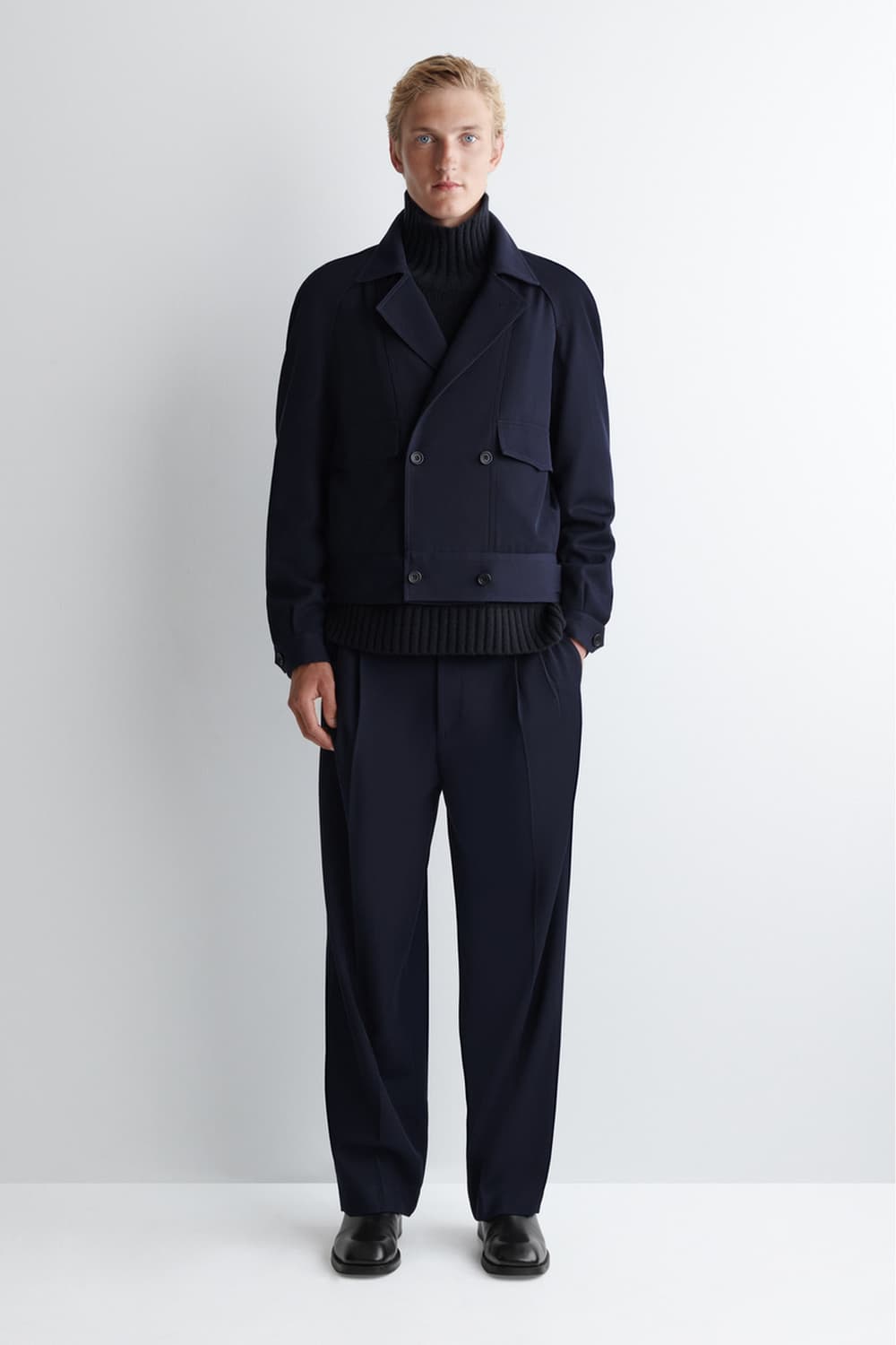 COS 플리티드 울 트라우저 네이비 상품이미지4