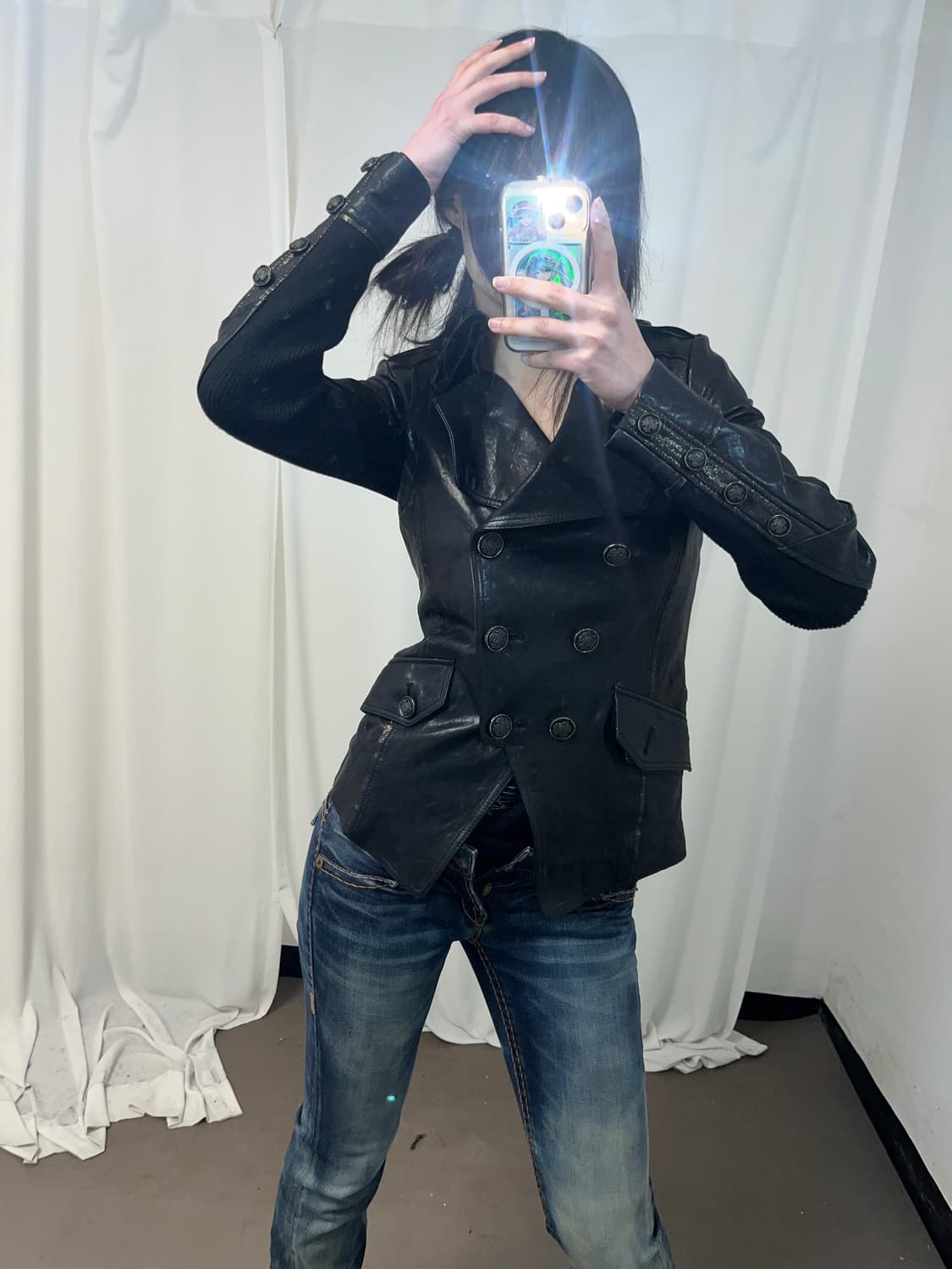 블랙 리얼 레더 나폴레옹 자켓  상품이미지5