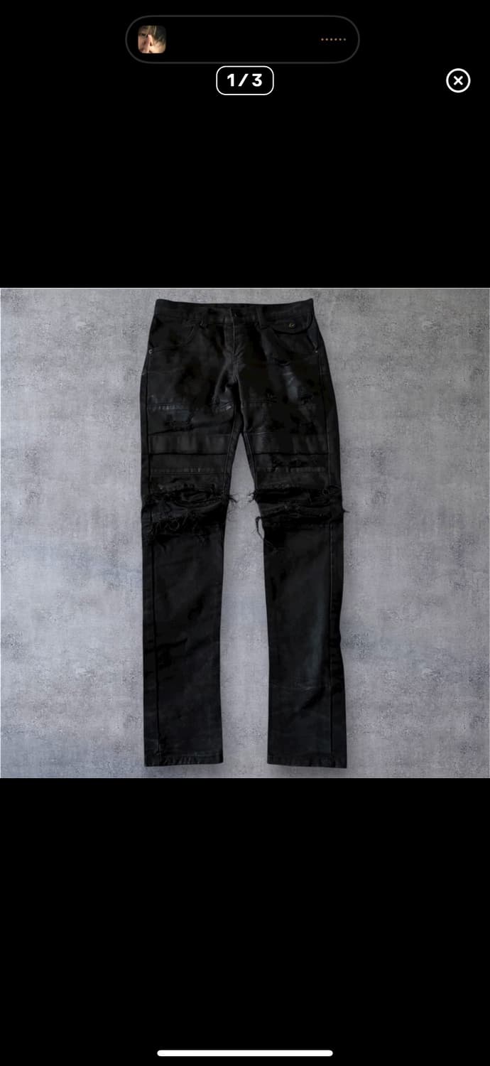 Damaged coted biker jeans 상품이미지1