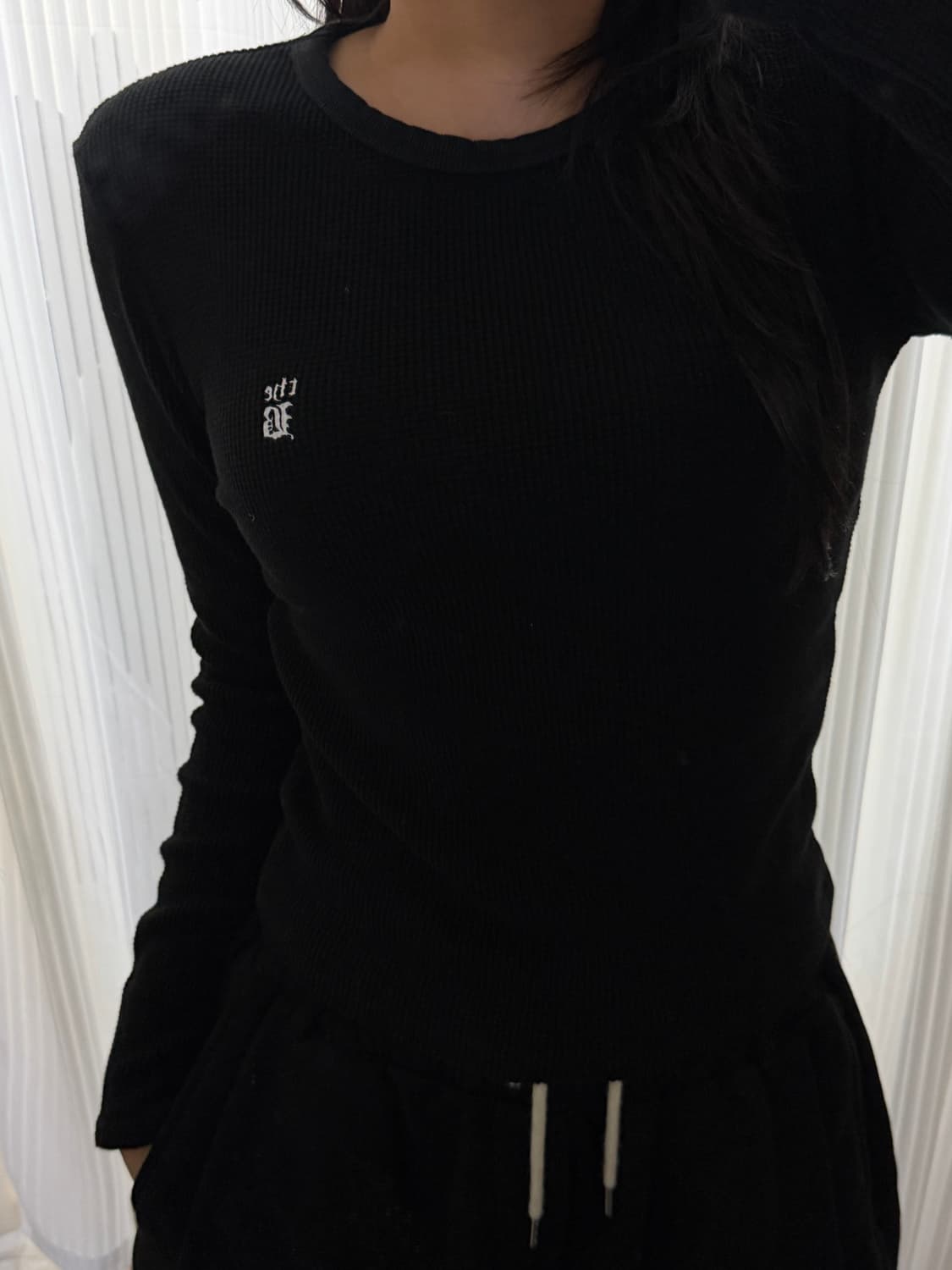 딱붙핏 버커루 블랙 와플 긴팔티셔츠 XS 상품이미지1