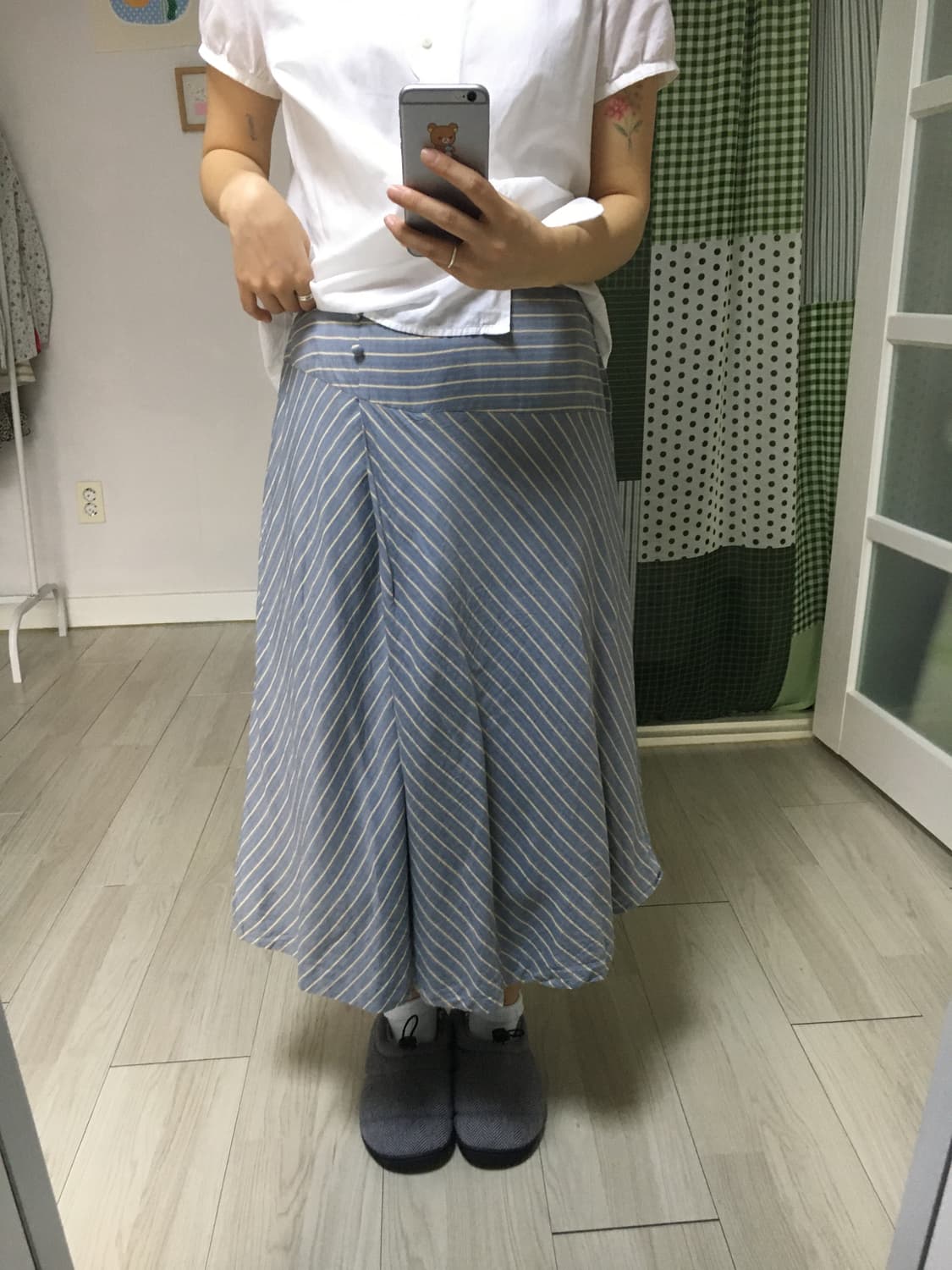 블루 스트라이프 미디 스커트 상품이미지9