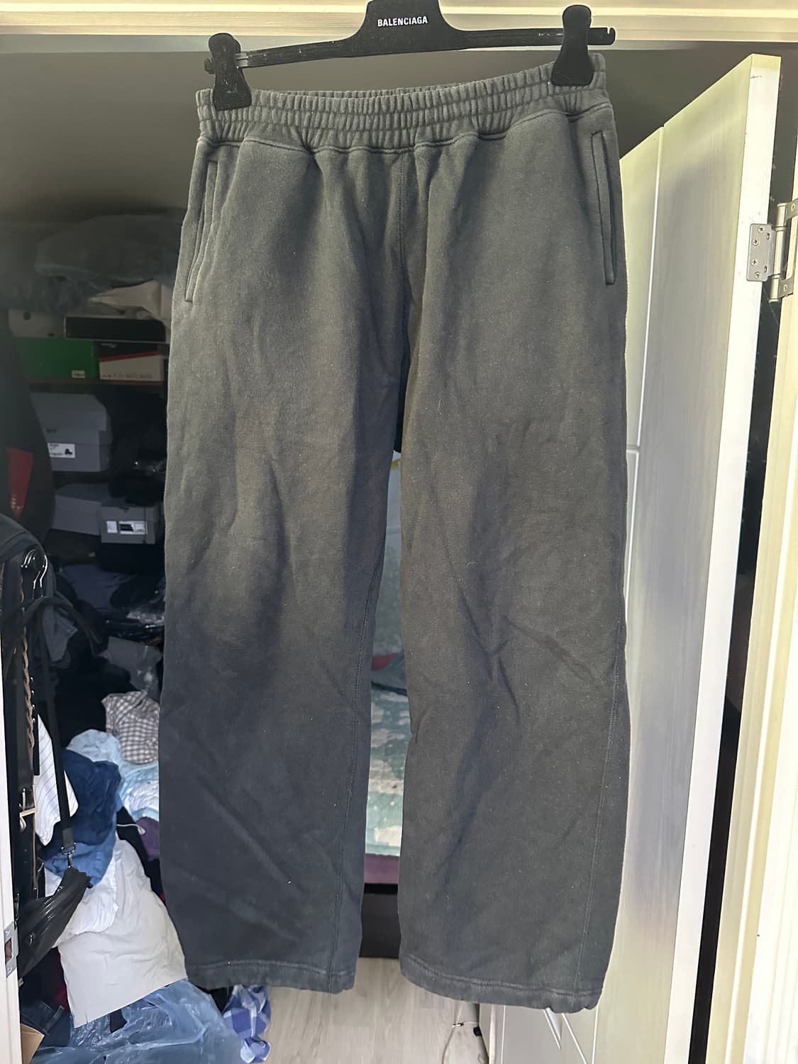 [L] 페이디드 블랙 헤비 코튼 스웨트 팬츠 상품이미지1