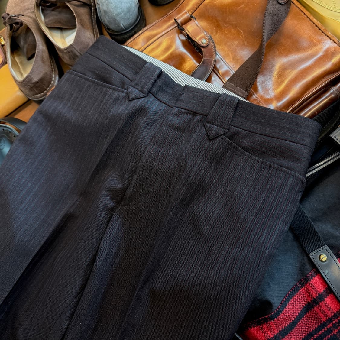 80 ~ 90S 맨즈 비기 X 벤 로데오 스트라이프 버건디 슬랙스 상품이미지3