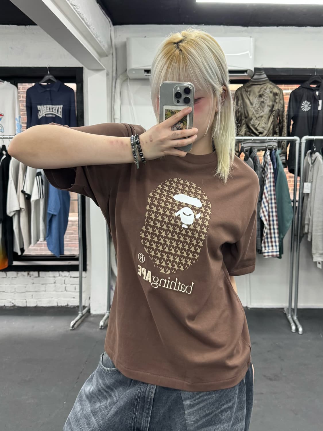 베이프 스타패턴 빅사루 티셔츠 상품이미지3