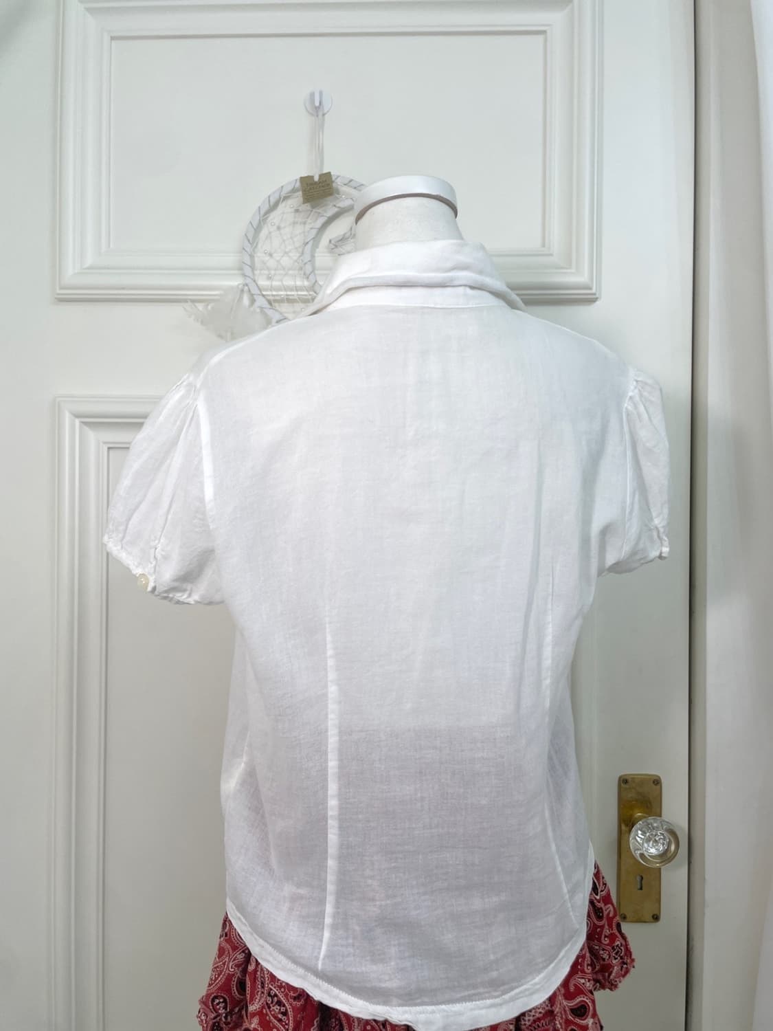 white ruffle cotton half shirt blouse 상품이미지4