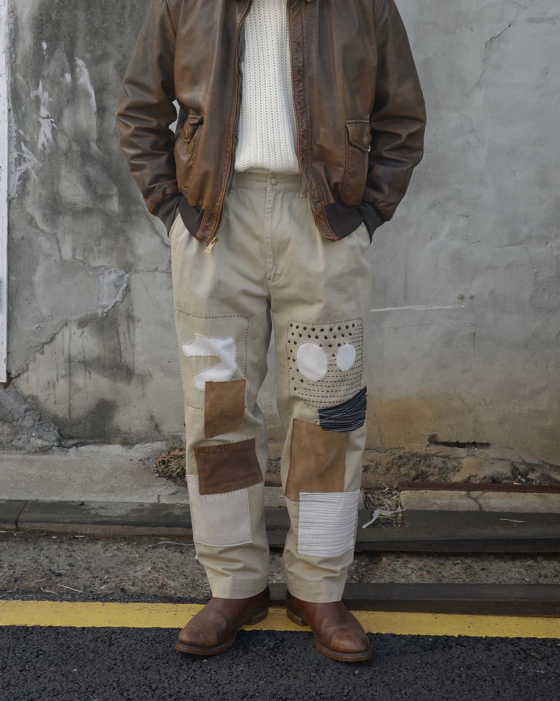 빈티지 리페어 패치워크 사시코 커스텀 폴로 팬츠 상품이미지7