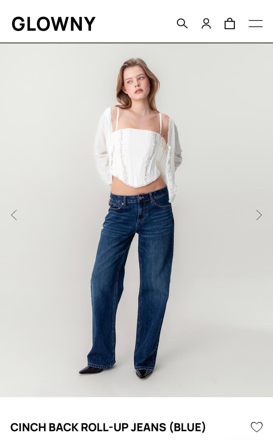 Glowny CINCH BACK ROLL UP JEANS (BLUE) 상품이미지3