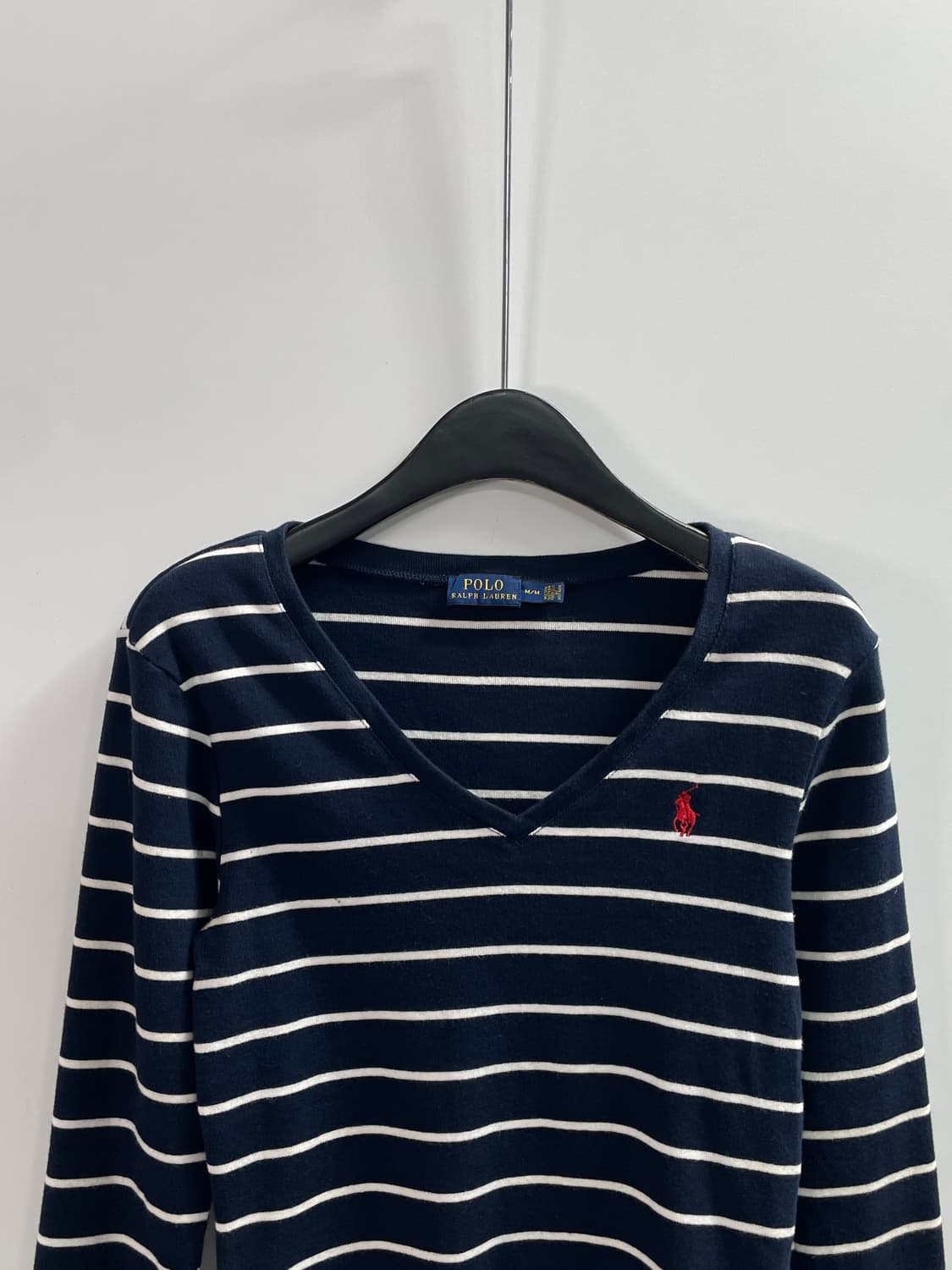 폴로 랄프로렌 우먼스 브이넥 니트 롱슬리브 긴팔티 (on.749) 상품이미지2