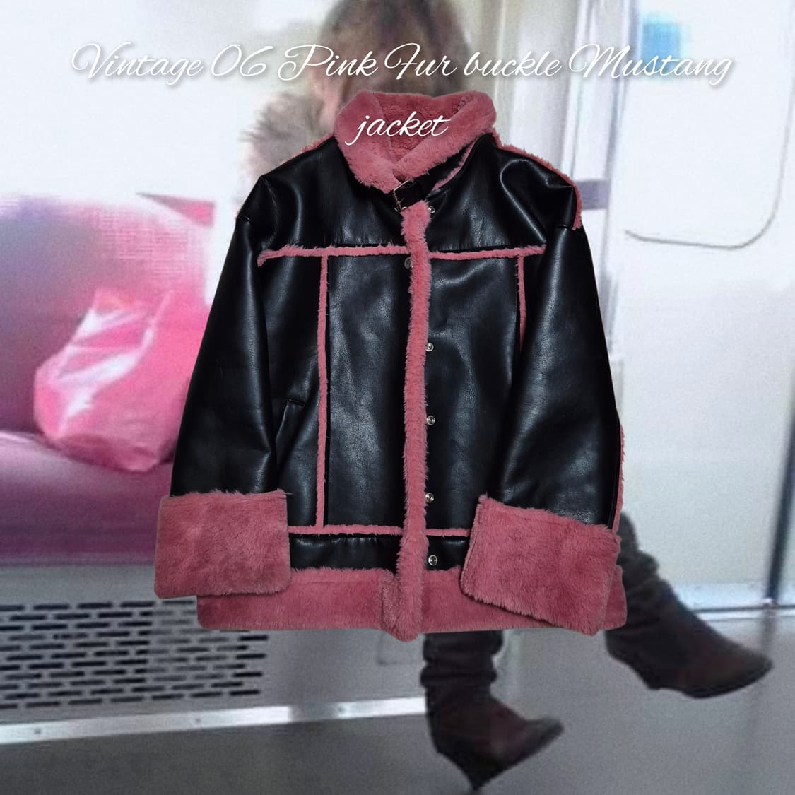 Vintage 06 Pink Fur buckle Mustang jacke 상품이미지1