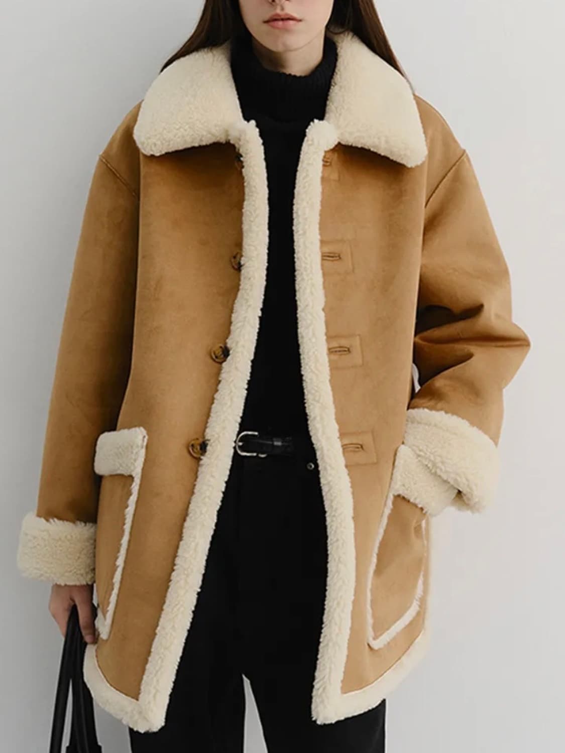 던스트 유니섹스 리버시블 시어링 자켓 카멜 XS 상품이미지1