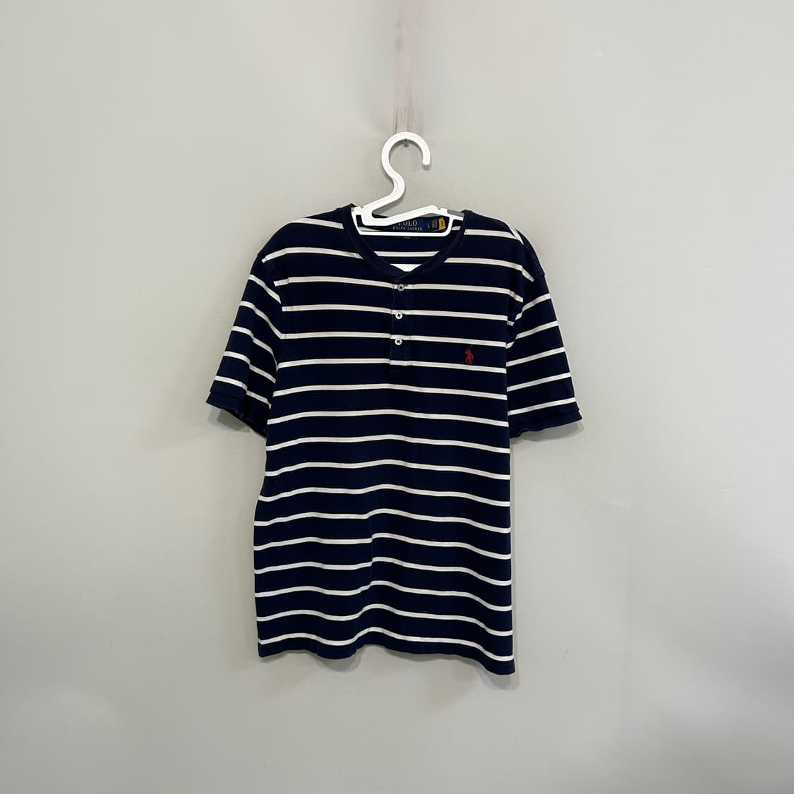 폴로 랄프로렌 헨리넥 반팔 카라티 네이비 스트라이프 L 상품이미지1