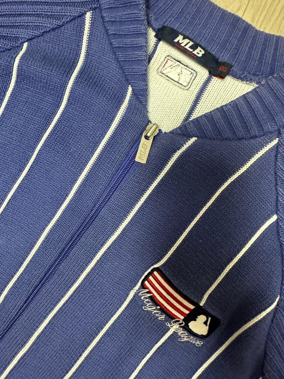 MLB 보스턴 스트라이프 니트 져지 집업 상품이미지2