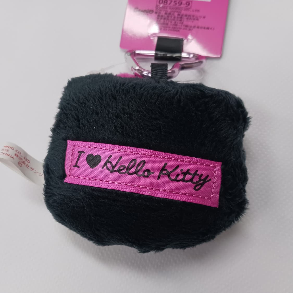 산리오 헬로 키티 키링 페이스 마스코트 홀더 블랙 핑크 상품이미지3