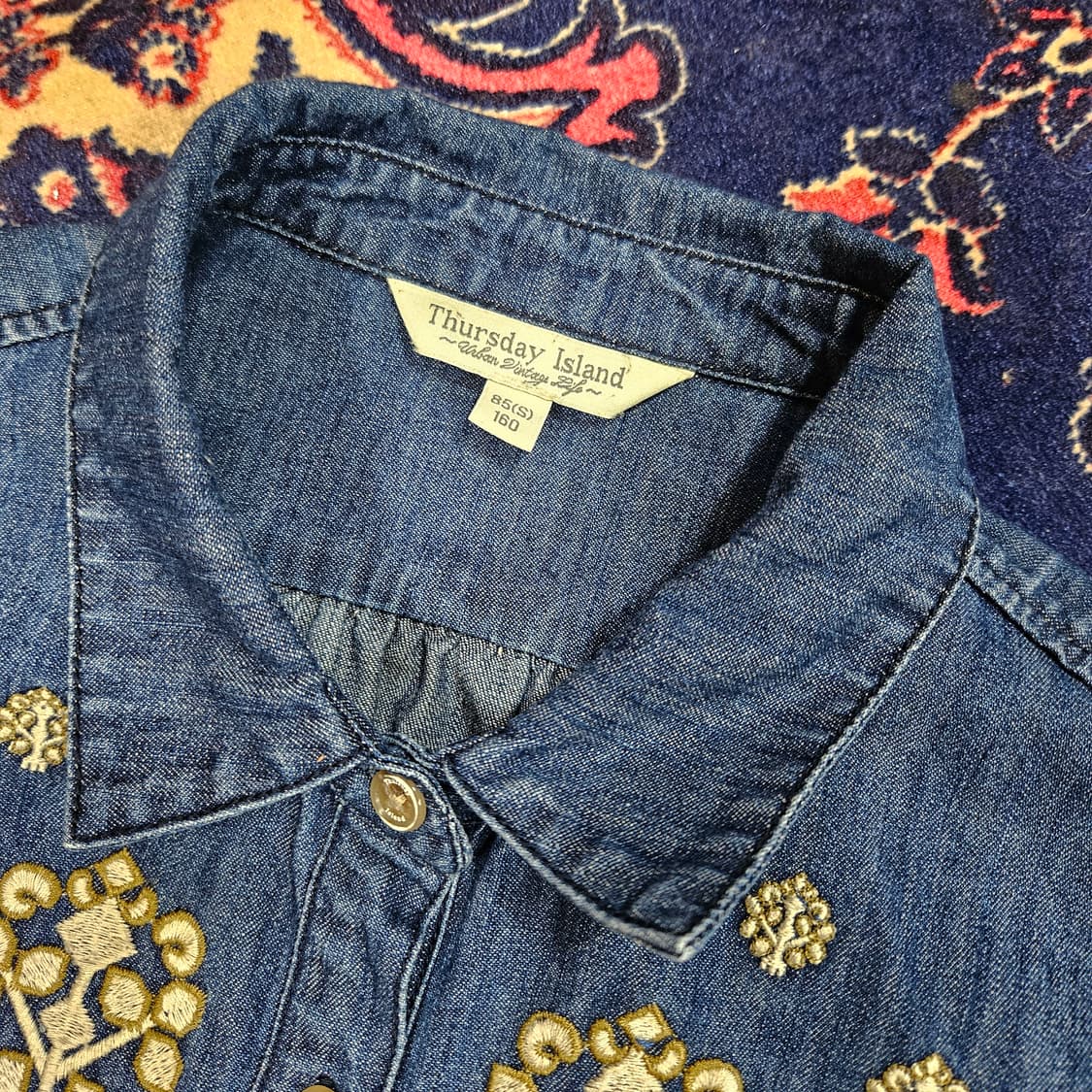 써스데이아일랜드 보헤미안 자수 데님 미디 원피스 상품이미지6