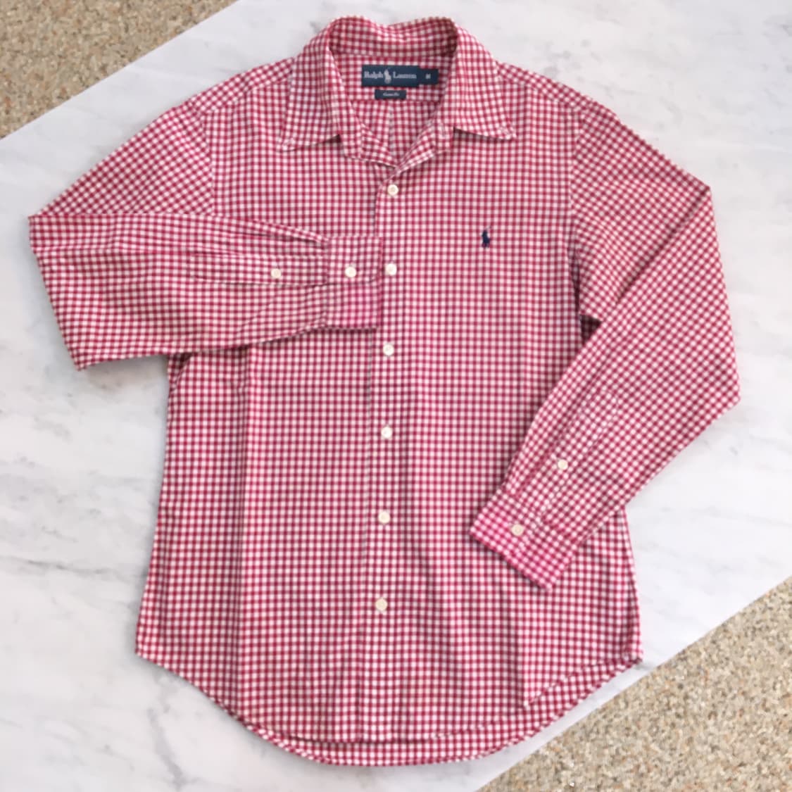레드 깅엄 체크 면 셔츠 남자 102 105 여성 프리 상품이미지3