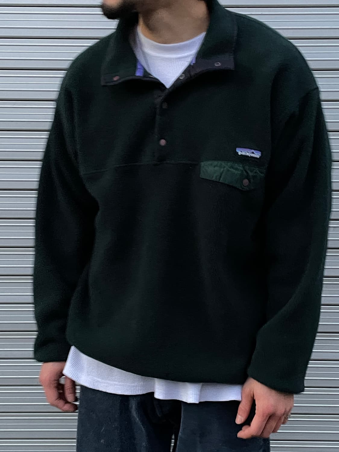 90s Patagonia Synchilla Dark Green SnapT 상품이미지4