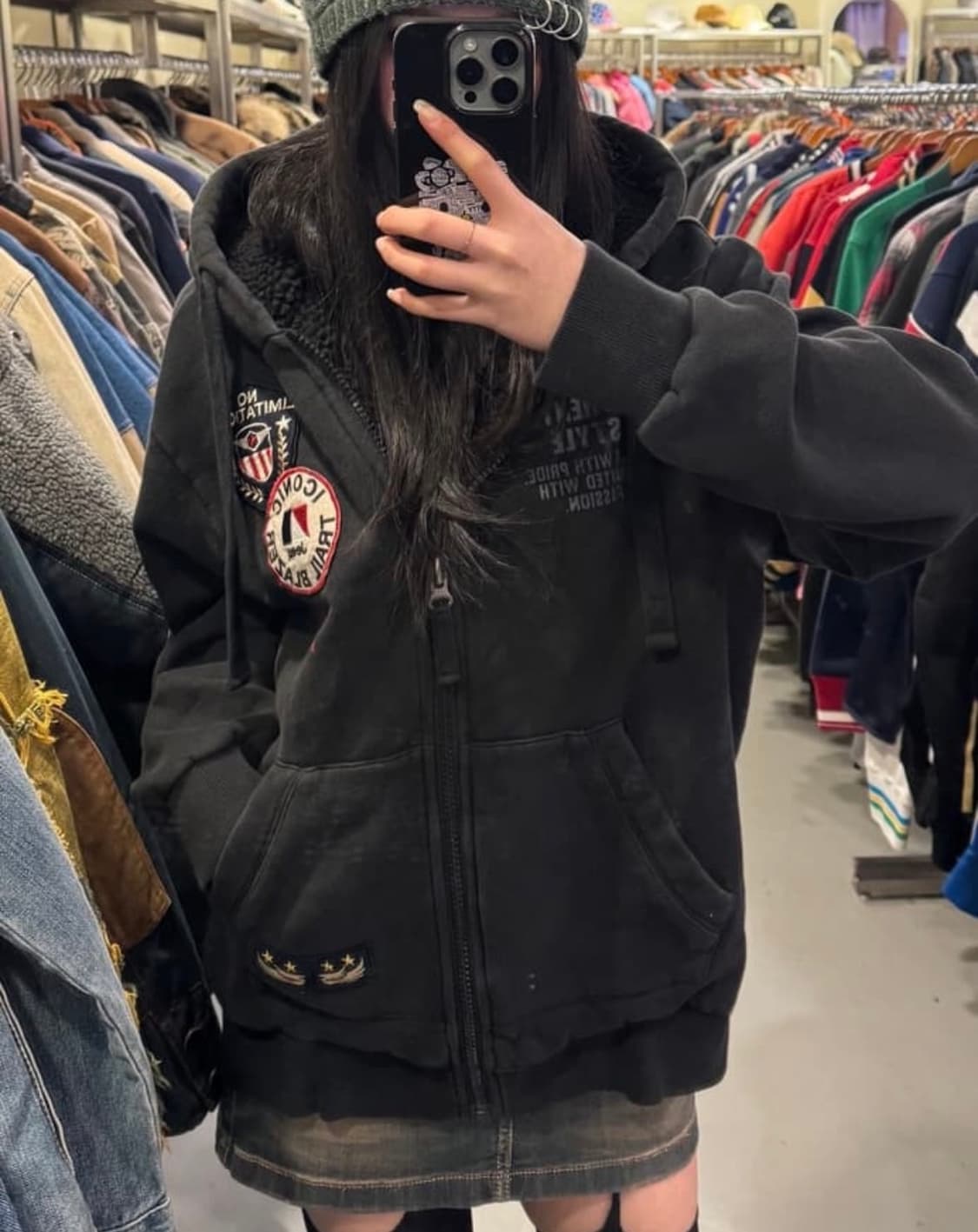 지프 패치 후드집업 블랙 상품이미지1