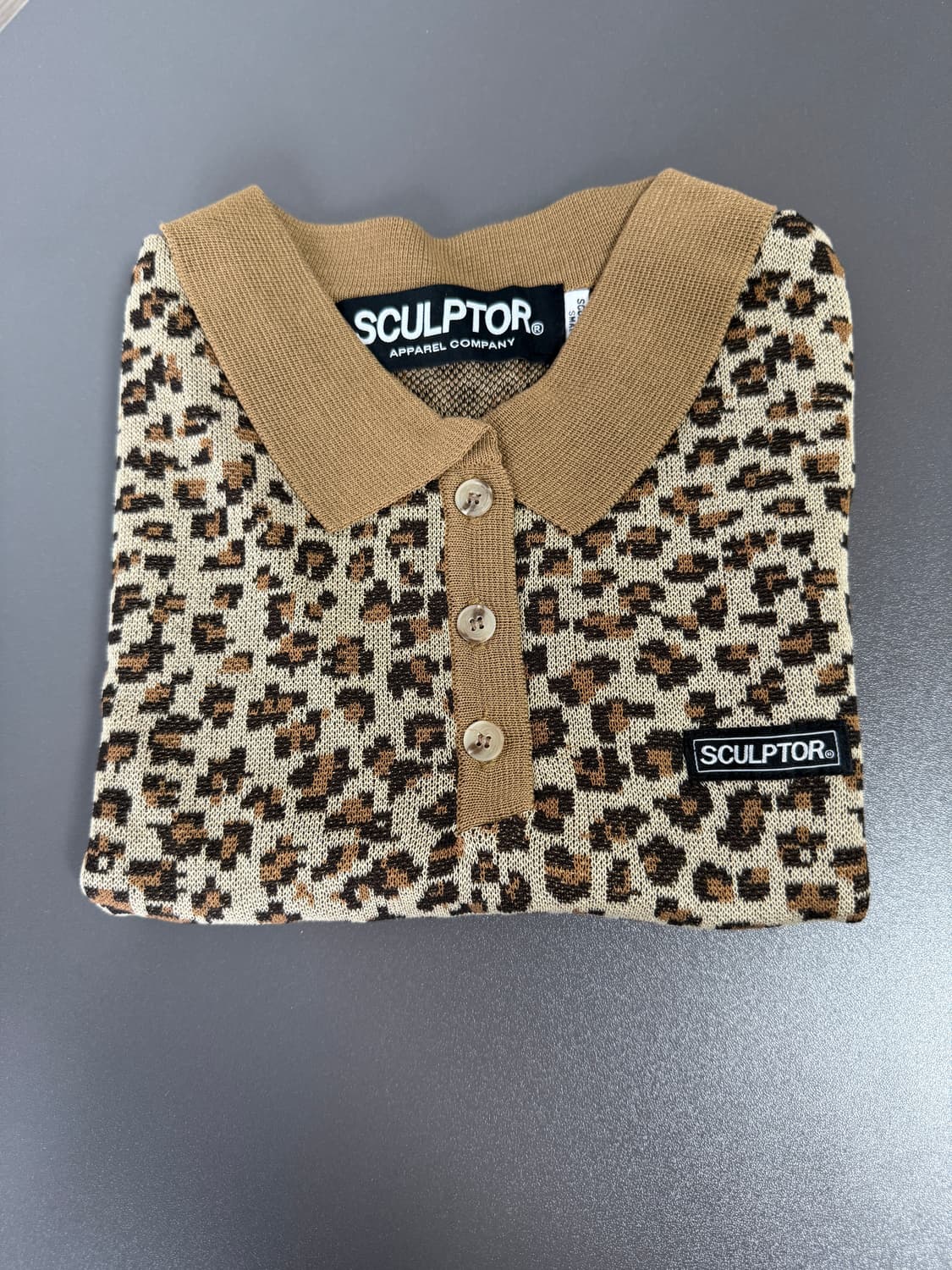 스컬프터 폴로 니트 탑 레오파드 브라운 상품이미지6