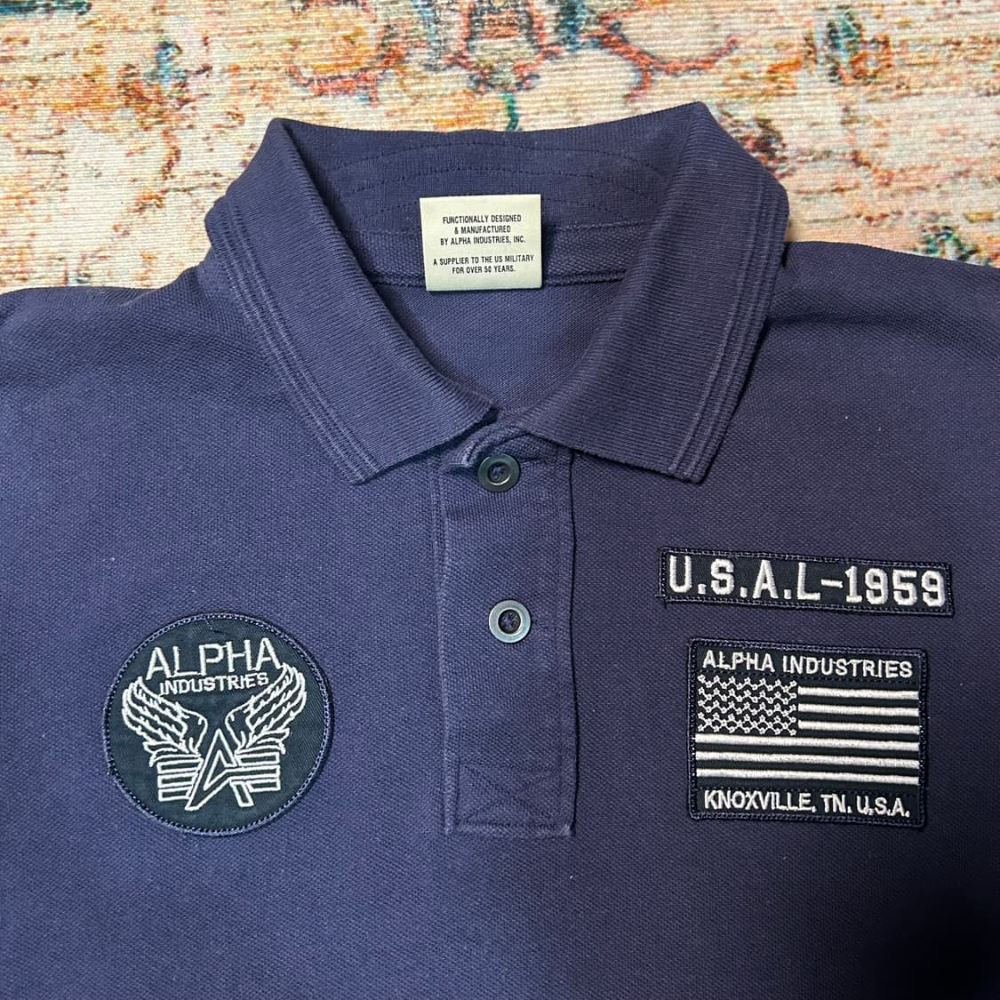 [M] 알파인더스트리 성조기 패치 카라 반팔 상품이미지2