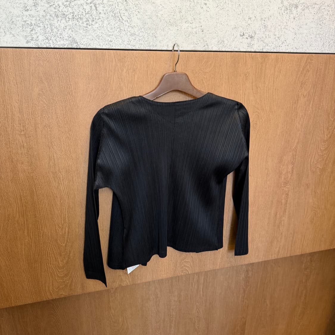 빈티지 롱슬리브 플리츠 가디건 오픈 디테일 레귤러핏 블랙 상품이미지2