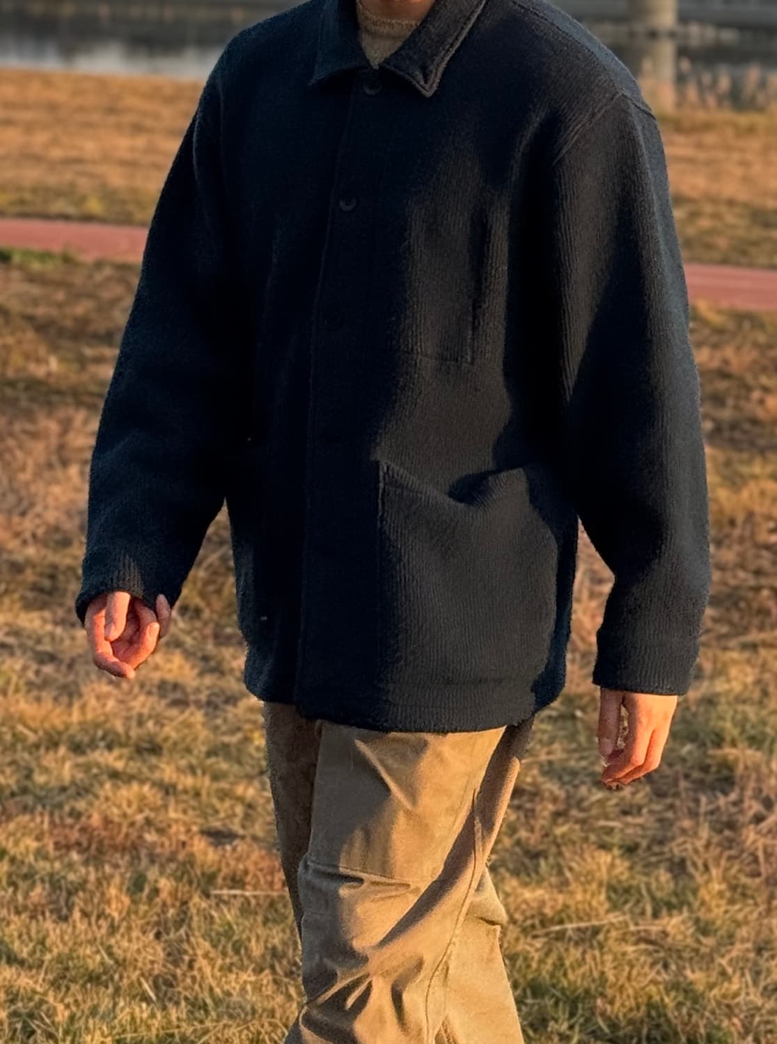 요크 (yoke) 네이비 카라 울 가디건 xxl 상품이미지5