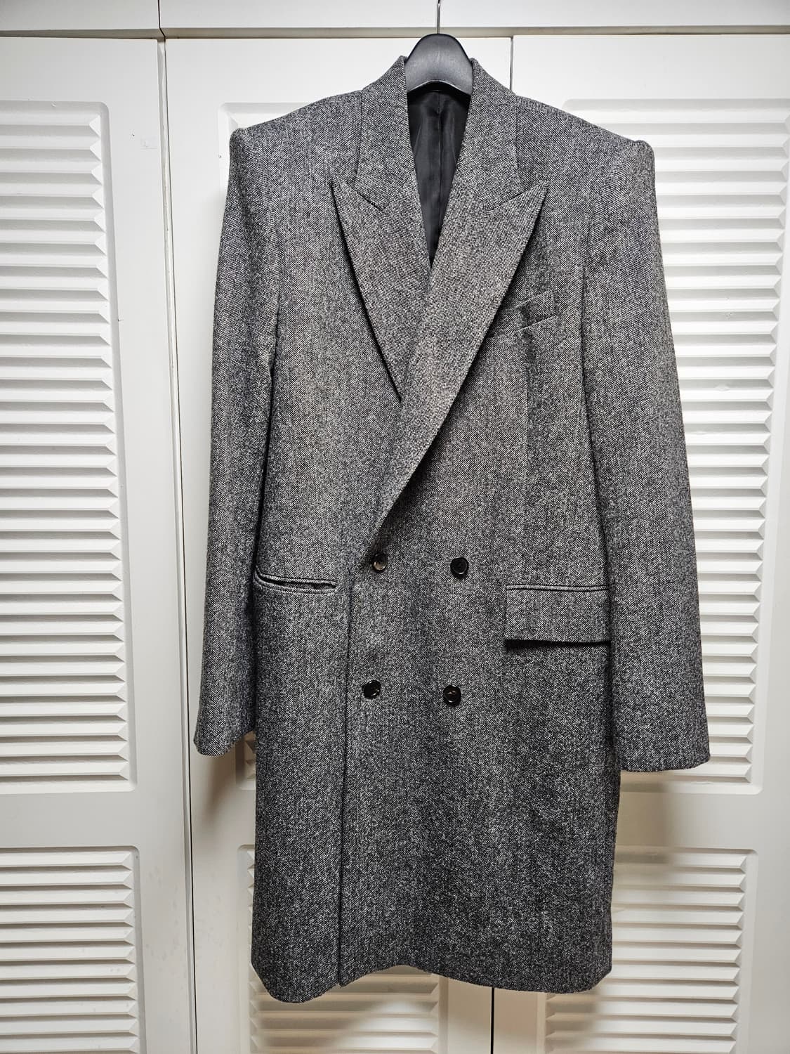 준지 JUUN. J 오버숄더 사이드 슬릿 더블 맥시 울코트 그레이 상품이미지2