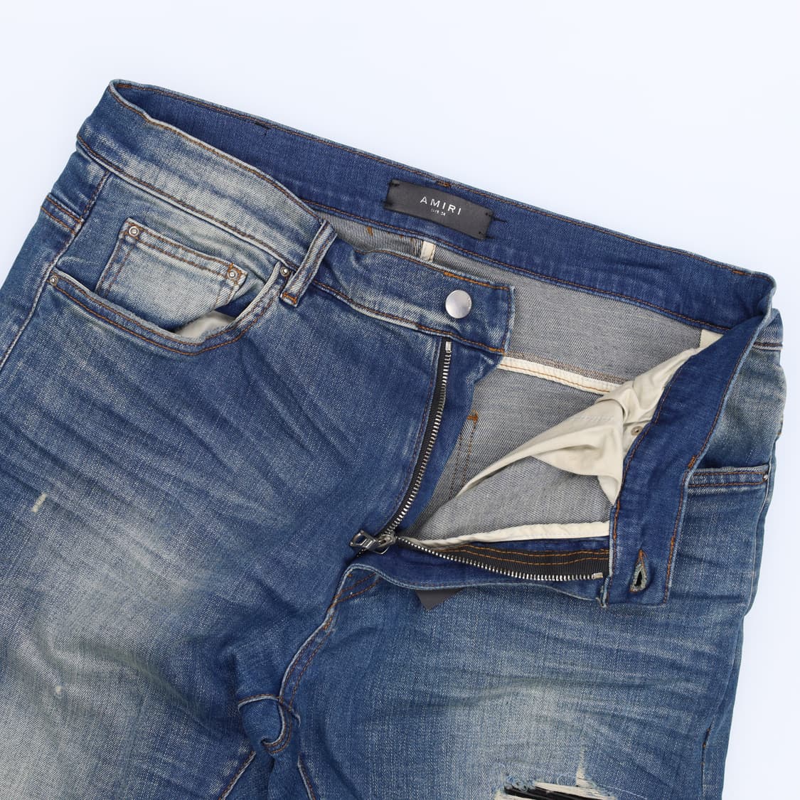 34 AMIRI 아미리 레더패널 커스텀 데님 청바지 4216 상품이미지3