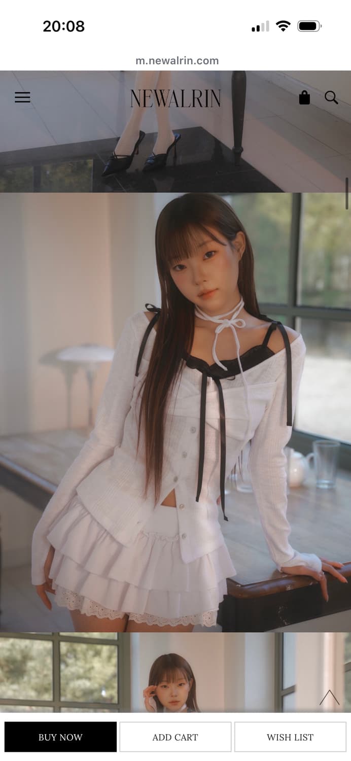 뉴얼린 로지 트위스트 버튼 탑 가디건 화이트 상품이미지2