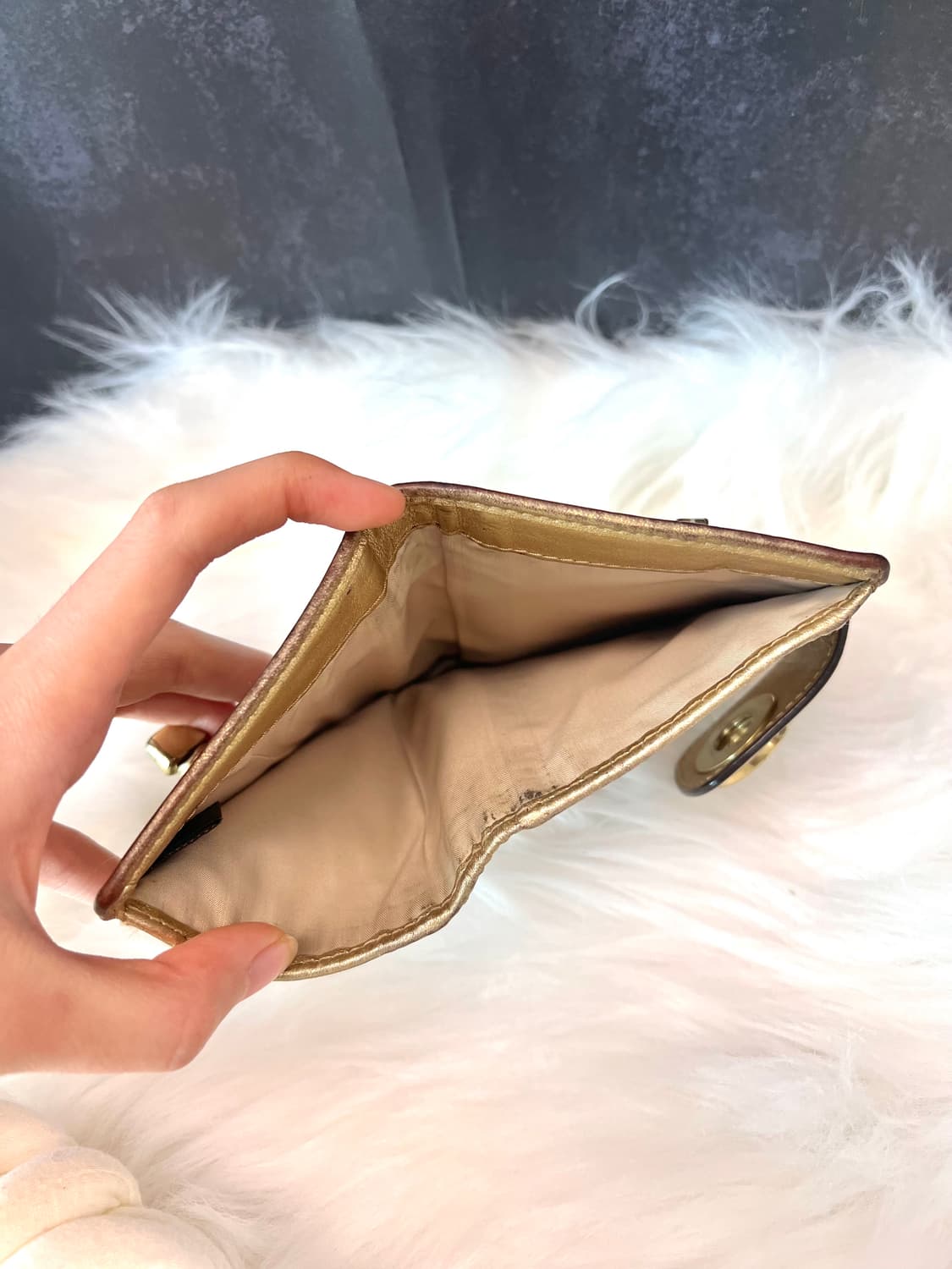 90s coach 시그니처 턴락 골드 캔버스 레더 월렛 반지갑 상품이미지6