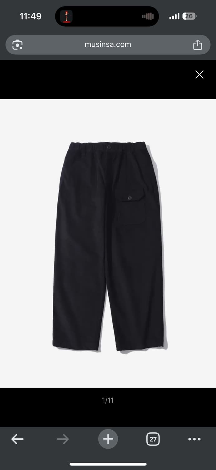 후톤 자가드 루거 팬츠 블랙 코듀로이 상품이미지1