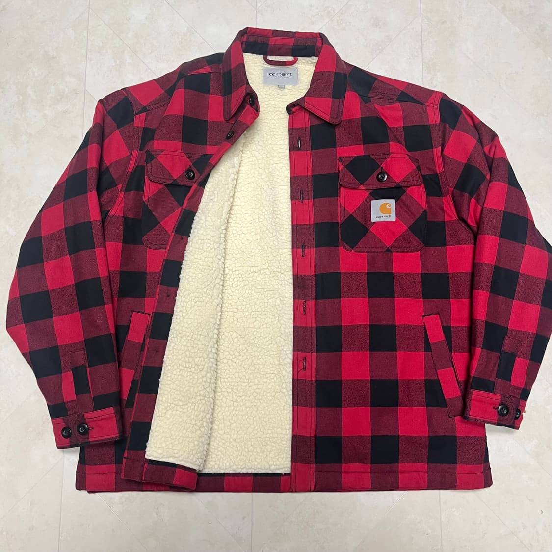(L)칼하트WIP 로고 레드 체크셔츠 자켓 상품이미지2